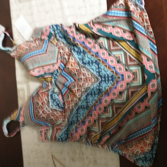 🌠HP🌠NWT Time and Tru Print Tankini w/Mid-rise Side Tie Bottom - Picture 2 of 10